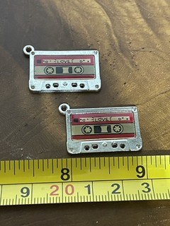 2 Vintage Retro Cassette Tape LOVE Mixtape Charm Pendant