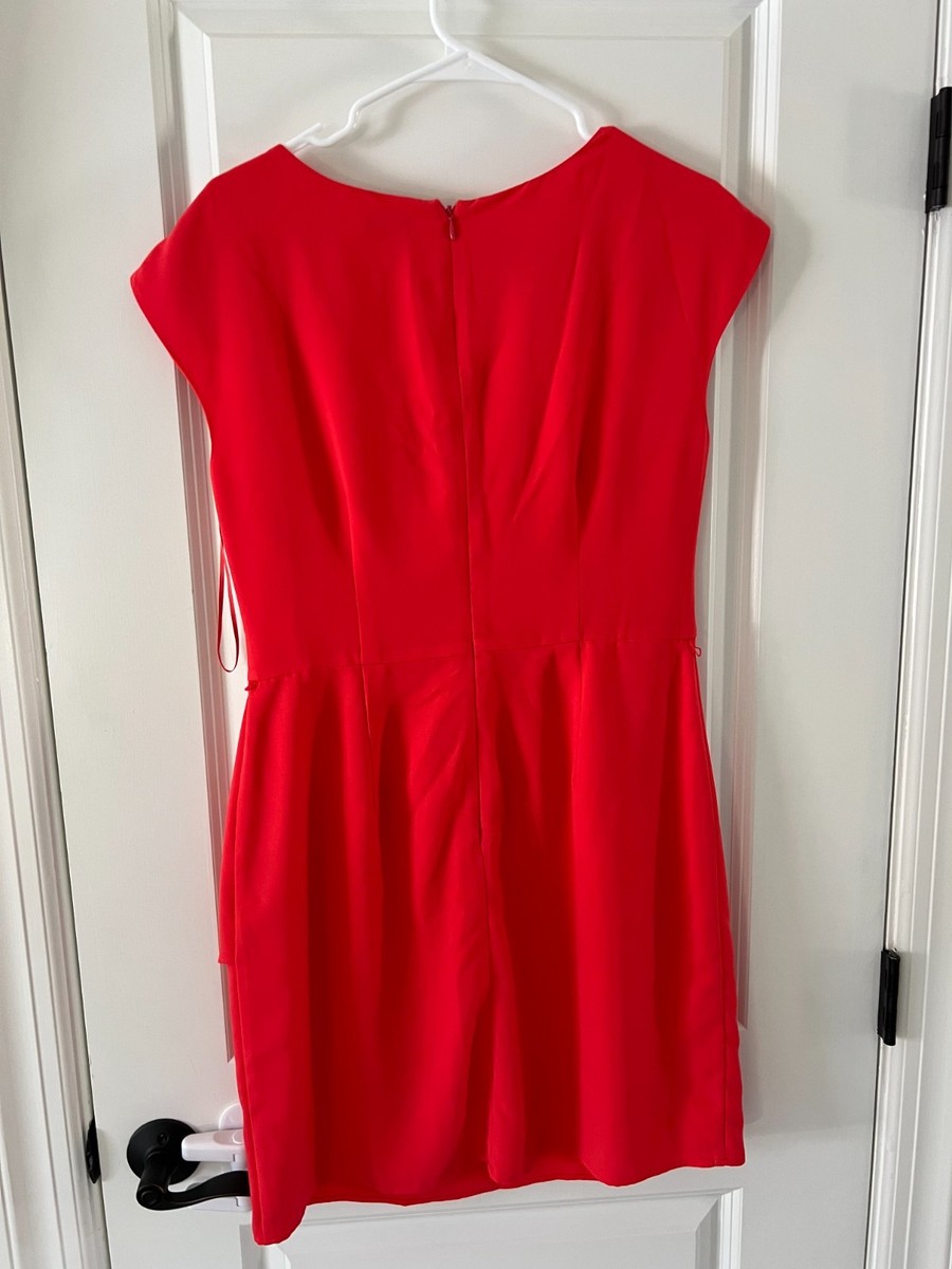oasis red dress Women's Lace Puff Sleeve Pleated Midi Dress, Hot Pink