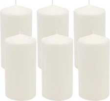 Unscented White Tall Pillar Candles, 65 Hour Burning Candle , 3" X 6", 6 count