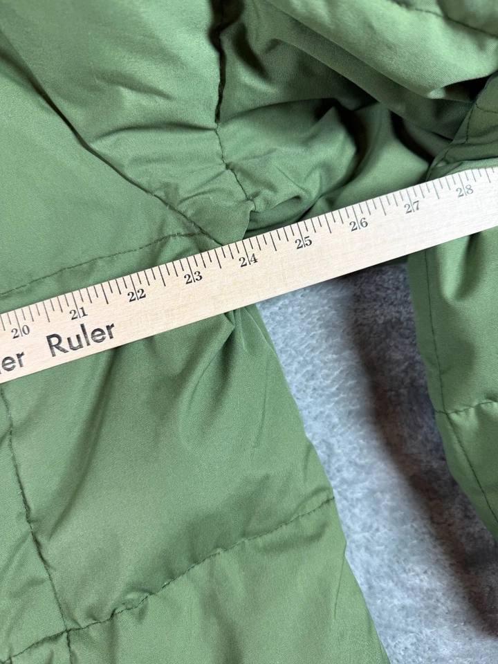 Vtg Cabela’s Sidney NE Green Puffer Hunting Jacket Cord Collar XL 70s Goose Down - Image 4 of 4