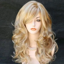Women's Fashion Long Curly Anime Hair Wavy Full Wig Party Stage Cosplay Costume