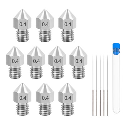 10pcs MK8 0.4mm Stainless Steel Nozzle 3D Printer Part for CR-10 PLA PETG 1.75mm