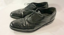 VINTAGE Dexter Men's USA MADE Wing Tip Shoes Black Leather Oxfords-10 M