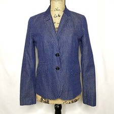 J. Crew Schoolboy Blazer 4 Navy Blue White Polka Dot Jacket