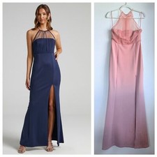 NWT Showpo. Still Love You Mermaid Maxi Dress in Dusty Rose Sheer Halter Size 6