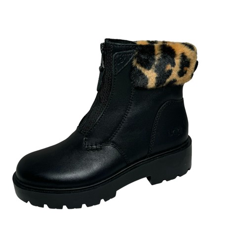 UGG Czeriesa Pantera Estampado Puño Impermeable Cuero Botines Negro Talla 6 NUEVO - Imagen 3 de 11