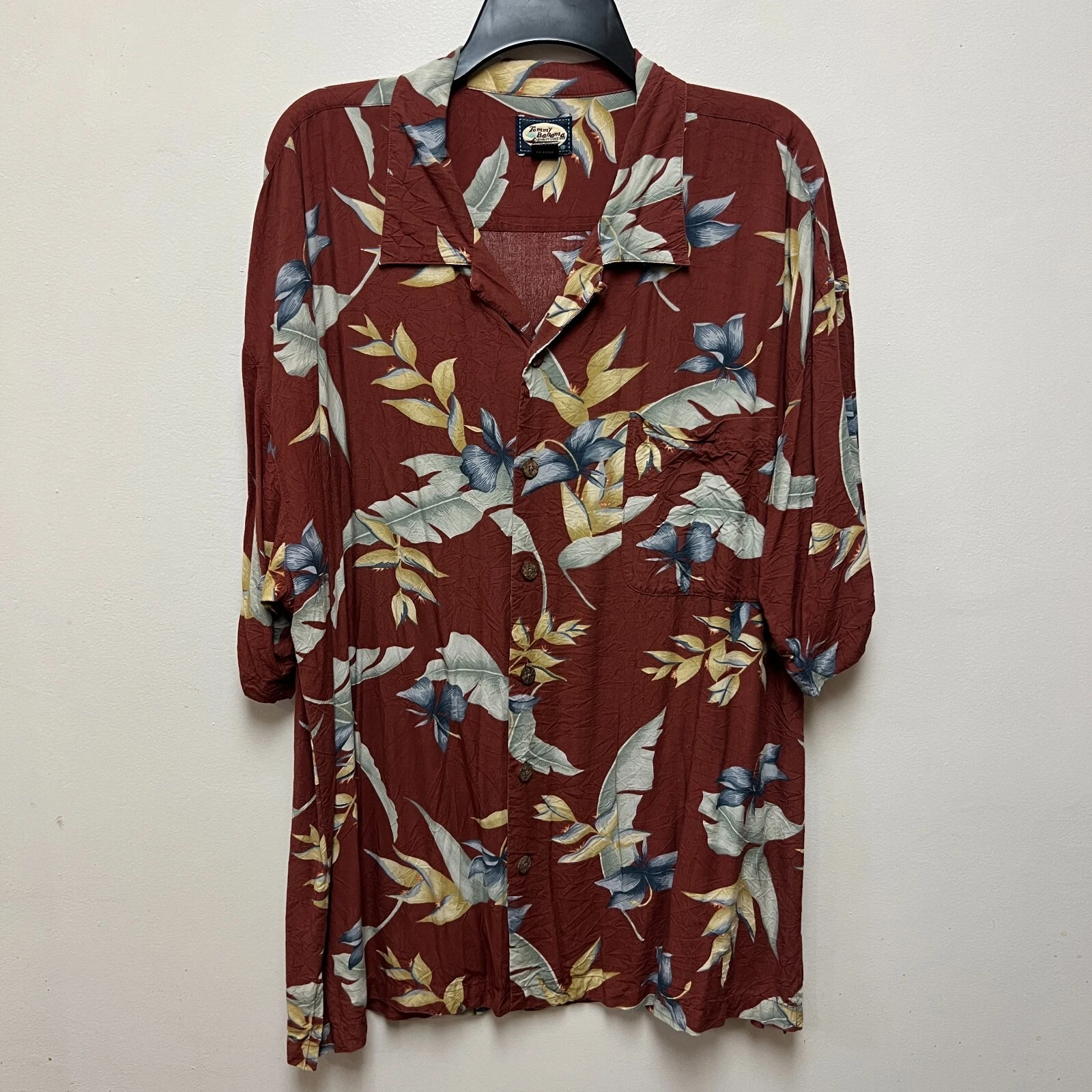 Tommy Bahama Mens XXL Hawaiian Button Front Shirt Multicolor Rayon Pocket Floral