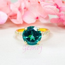 Teal Sapphire Engagement Ring Brilliant Round Cut Sapphire Ring Sapphire Ring