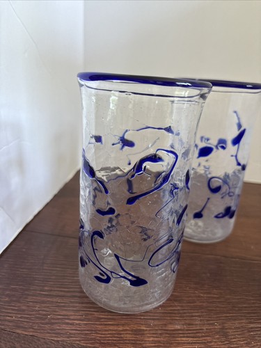 Charles Miner-Tesuque Glashütte 6 Kunstglasbecher blau 6" - signiert TGW '96 - Bild 2 von 13