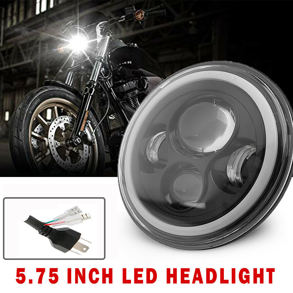 Universal Motorcycle LED Headlight Motorbike Halo DRL Angle Eyes  Headlamp