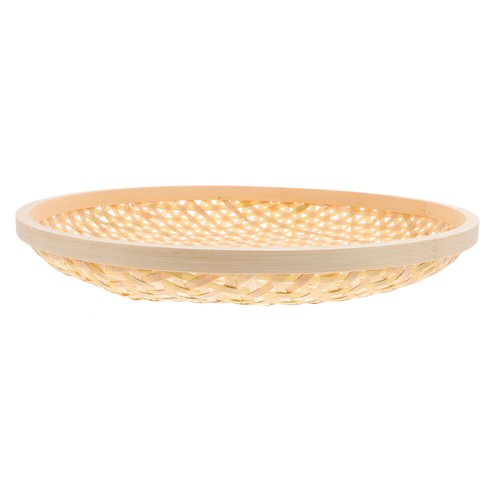 Bamboo Storage Basket Large Decorative Serving Tray Fruit Holder Round - Picture 11 of 12