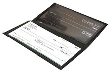 Black Genuine Leather Checkbook Cover Wallet