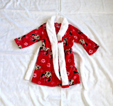 Girls Minnie Mouse Red Plush Bath Robe Size 4 Warm With White Tie Belt  Pockets