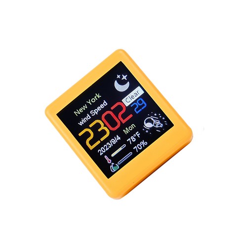 Smart Clock WIFI Weather Clock Screen Temperature&Humidity Desktop Decor Yellow; - Picture 6 of 13