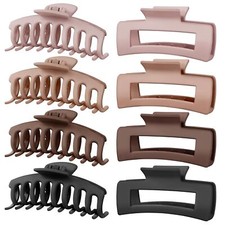 Neutral Large Claw Clip 8 Pcs 4.33 Inch Nonslip Matte Jumbo Thick Curly Hair