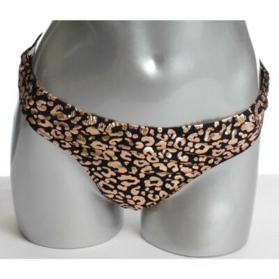 Parisa Womens L Thong Panty Black/Gold Combo Black Animal