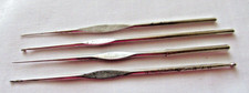 4 Vintage Crochet Hooks Milward Size 4, Venus 5, Minerva 11, With Scrolls Size 8