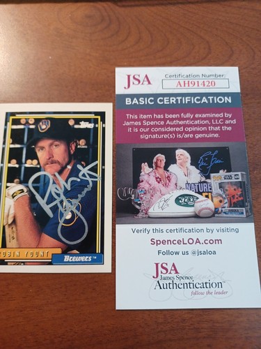 ROBIN YOUNT 1992 Topps # 90 autographed signed card BREWERS 92 JSA HOF - Picture 2 of 7