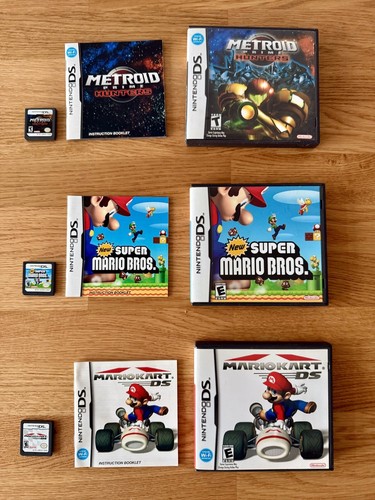 Nintendo DS Spielepaket - New Super Mario Bros, Mario Kart DS, Metroid Prime Hunter