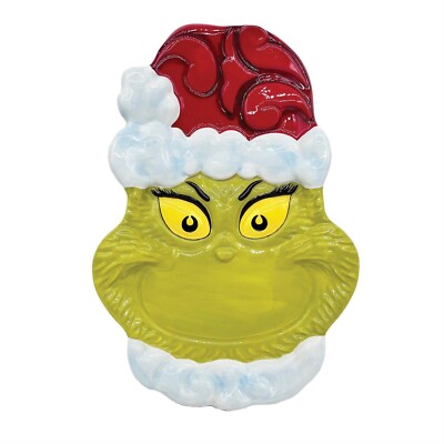Dr. Seuss How The Grinch Stole Christmas Grinch Face Cookie Platter NEW BOXED