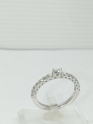 ANELLO SOLITARIO VERETTA ORO BIANCO DIAMANTE NATURALE 0,30 CARATI