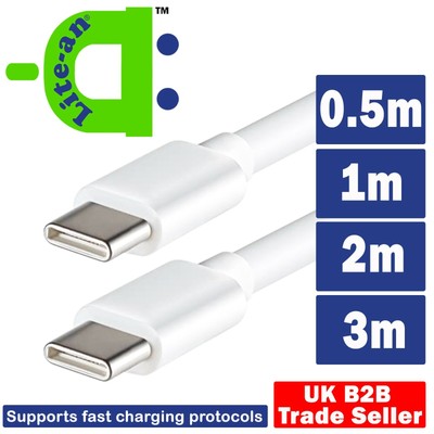 0.5m - 3m USB C To USB C FAST CHARGE PD 60W DUAL TYPE C CHARGING DATA SYNC CABLE