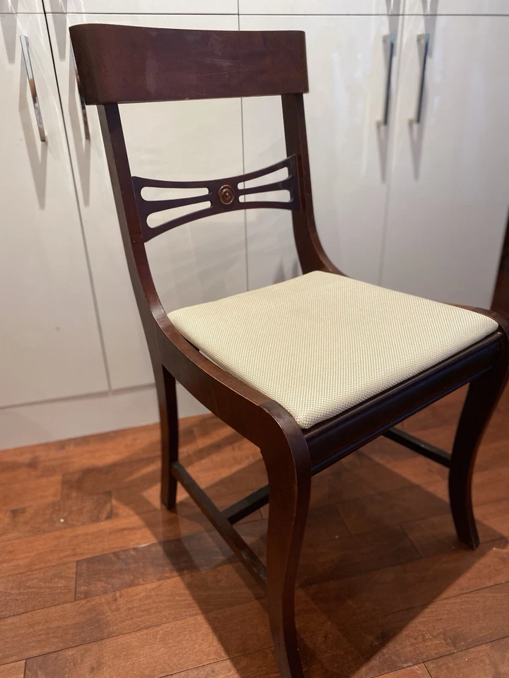 Antigua silla de caoba Regency original 1830 retapizada abuela antigüedades Foto 4 de 4