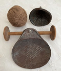 1930's Farmhouse Primitive Cream SKIMMER  Rag Ball Kitchen Funnel Bobbin Spool — photo 2