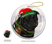 Santa's Helper Ornament - Black Pug 4210