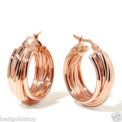 Sevilla Creolen goldumwickelt gerahmt strukturiert echt 14K Rose Rotgold HSN