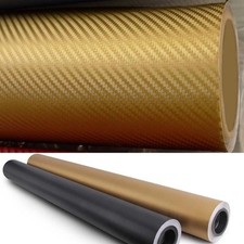 3d Gloss Gold Carbon Fiber Vinyl Film Wrap Bubble Free Air Release