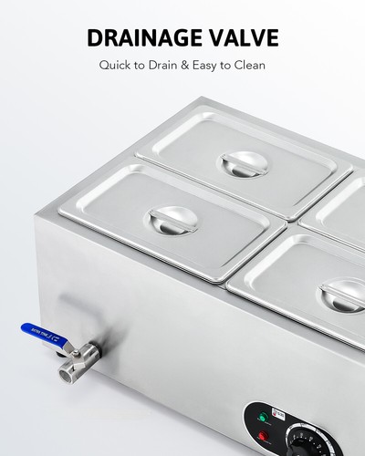 4x1/2 PAN Electric Catering Bain Marie Commercial Buffet Wet Heat Food Warmer - Picture 7 of 10