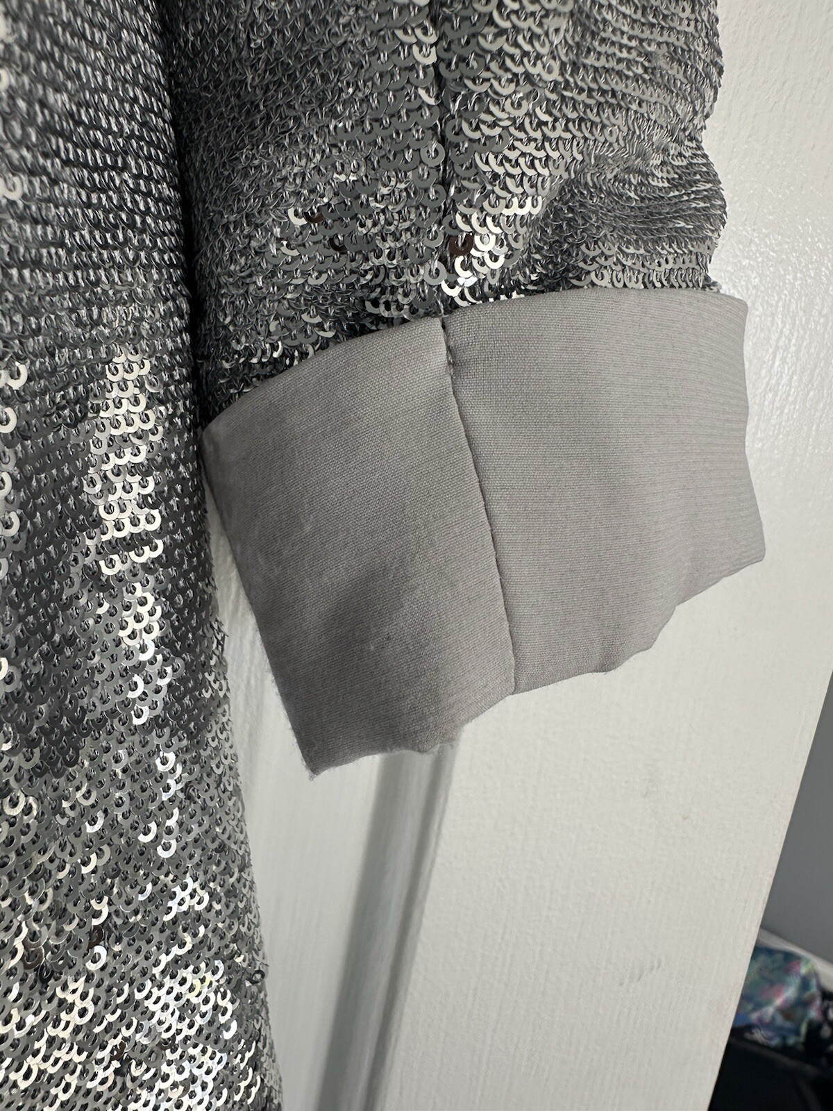 Sam Edelman Silver Sequin Jacket Blazer Size S - image 4