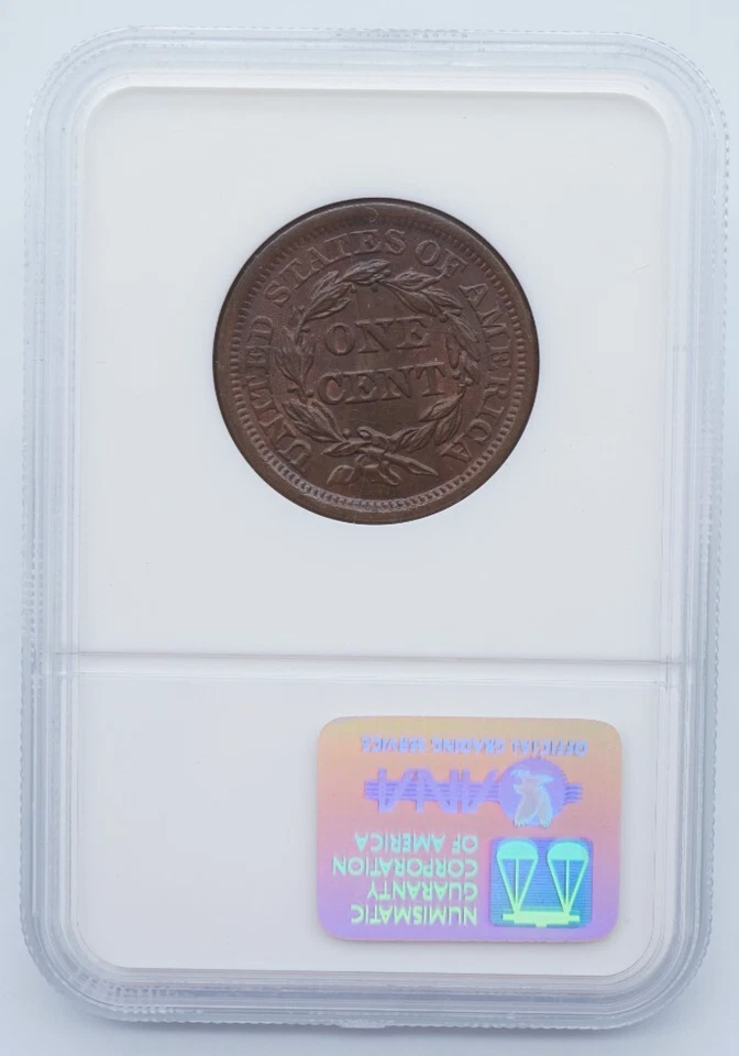 1855 Braided Hair Large 1c One Cent NGC & CAC MS 65 BN - U930 - Image 2 of 4