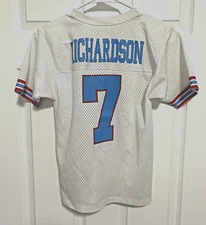 BUCKY RICHARDSON 7 Houston Oilers BOY'S Vintage 1980s White Jersey M Logo 7 USA