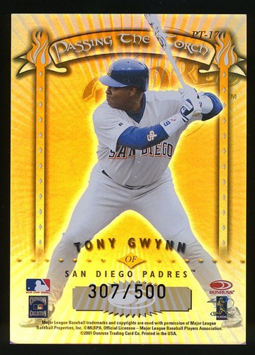 2001 Donruss Elite Passing the Torch #PT-17 STAN MUSIAL/TONY GWYNN #307/500 - Picture 2 of 2