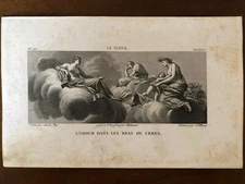 Love In The Arms Of Ceres Myth Le Sueur Original Aquatint Etching 1810