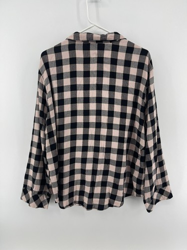 Victorias Secret Button Up Night Shirt Pajama PJ Sleep Top Size Large Pink Black - Picture 2 of 8
