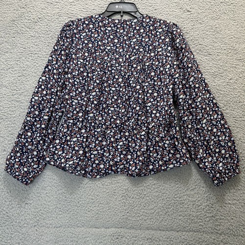 Madewell Shirt Womens Small Blue Harvest Vine Floral Silk Peplum Cottagecore Top - Picture 14 of 15