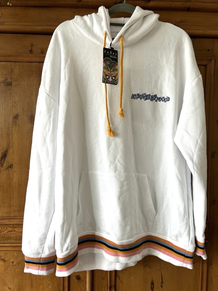 Felpa bianca Bershka Fedez Limited Edition White Hoodie