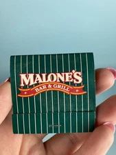 Malone's Bar & Grill Matchbook Green Sport Striped GA FL RARE Vintage