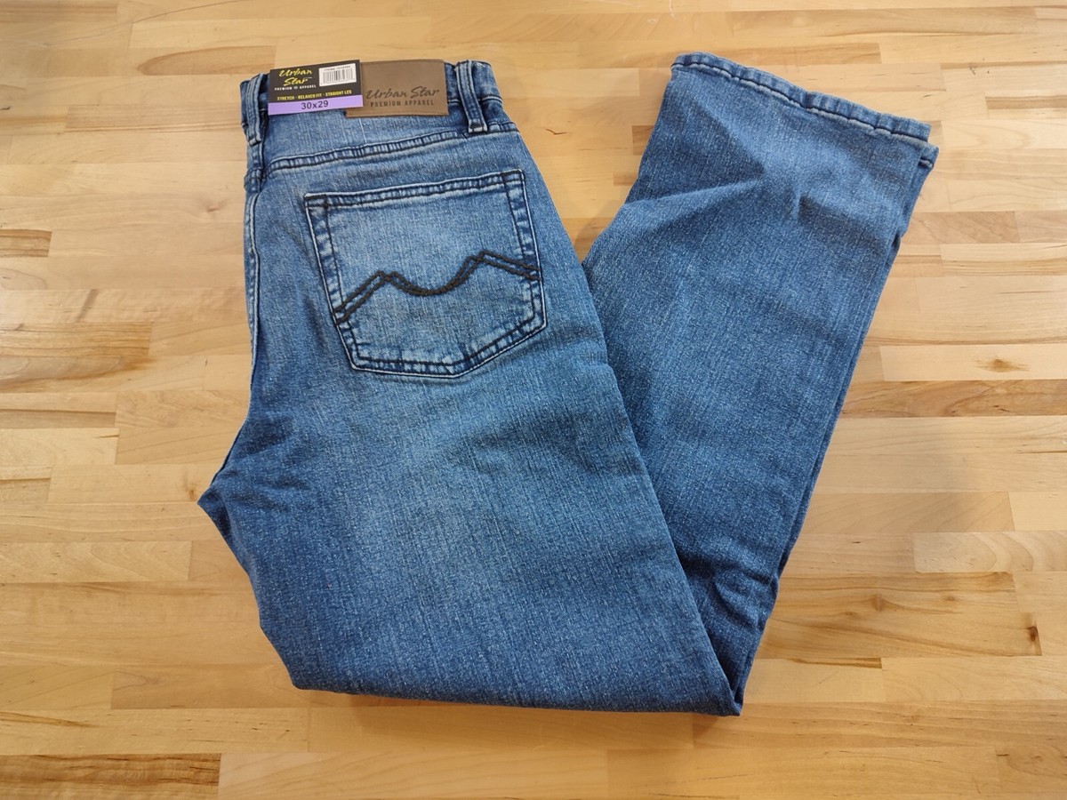 Men's Urban Star Relaxed Fit Straight Leg Pocket Stretch Jeans