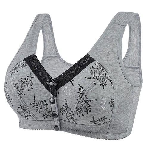 Women Sexy Lace Front Buckle Prints Underwear Without Rims Vest Bra Underwear - Picture 3 of 36