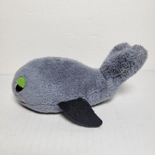 Vintage Whale Plush Stuffed Animal With Ground Nutshells Vintage Felt Eyes 7"
