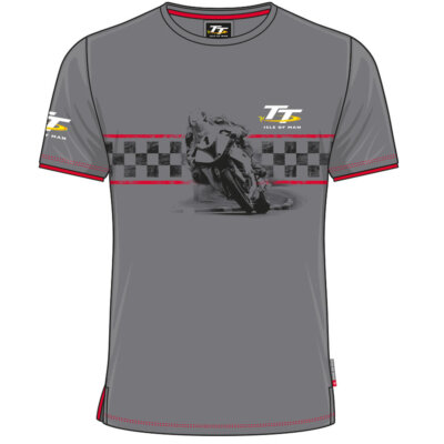 Offizielles Isle of Man TT Rennen individuelles graues Action Shot T-Shirt - 19ACTS3
