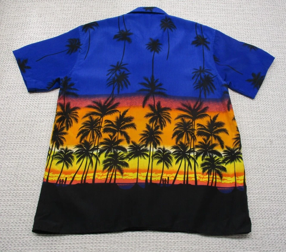 Винтажная совершенно гавайская рубашка Big Brother мужская средний размер пляжный закат на пуговицах - Изображение 2 из 4