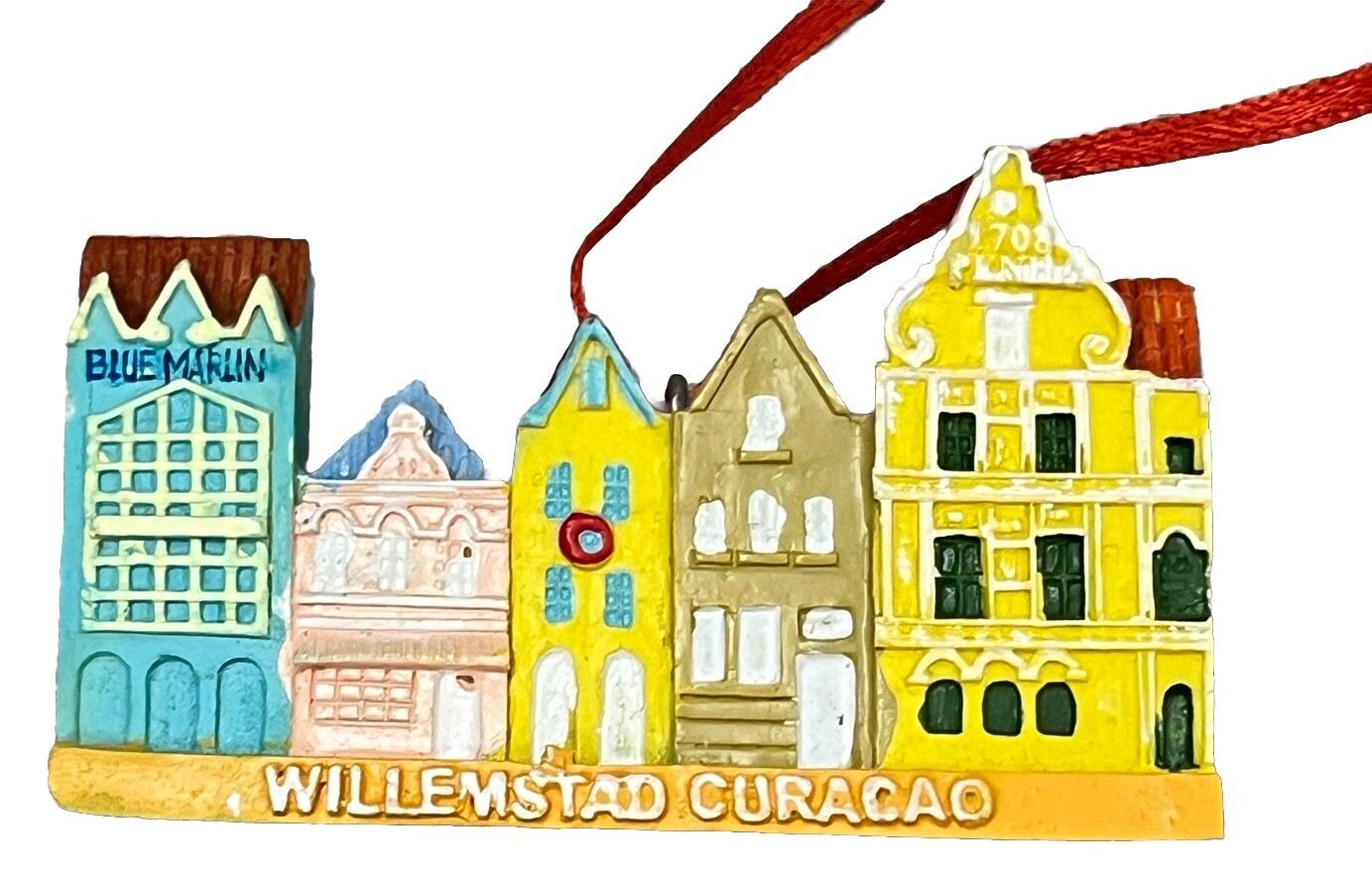 Curacao Handcrafted Resin Christmas Ornament with Historic Cityscape Design  