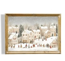 Christmas Town Printable Wall Art, Snowy Winter Village Print, Cute Winter Town
