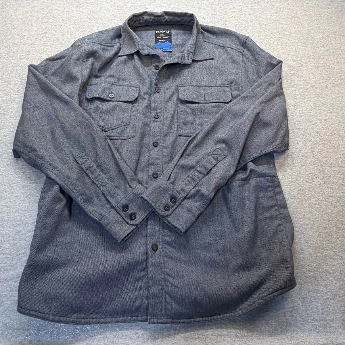 KAVU Mens XL Gray Long Sleeve Flannel Button Up Outdoor Shirt
