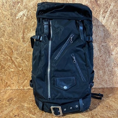 GEPÄCKETIKETT Schott 100th Porter Nylon Leder Rucksack GEBRAUCHT Made in Japan